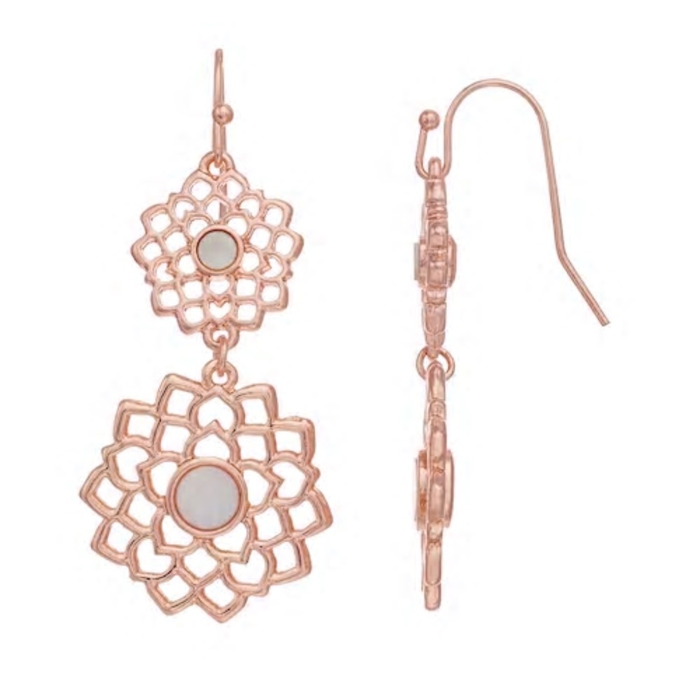 Rose gold tone Filigree Earrings
